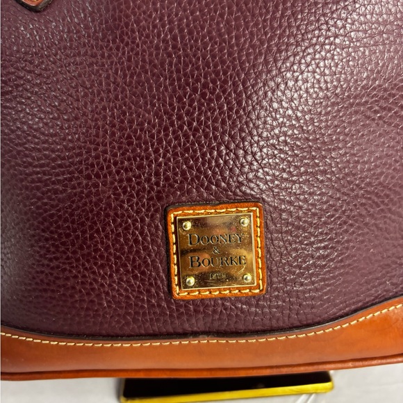 Dooney & Bourke Maroon and Tan Leather Satchel - Picture 7 of 9